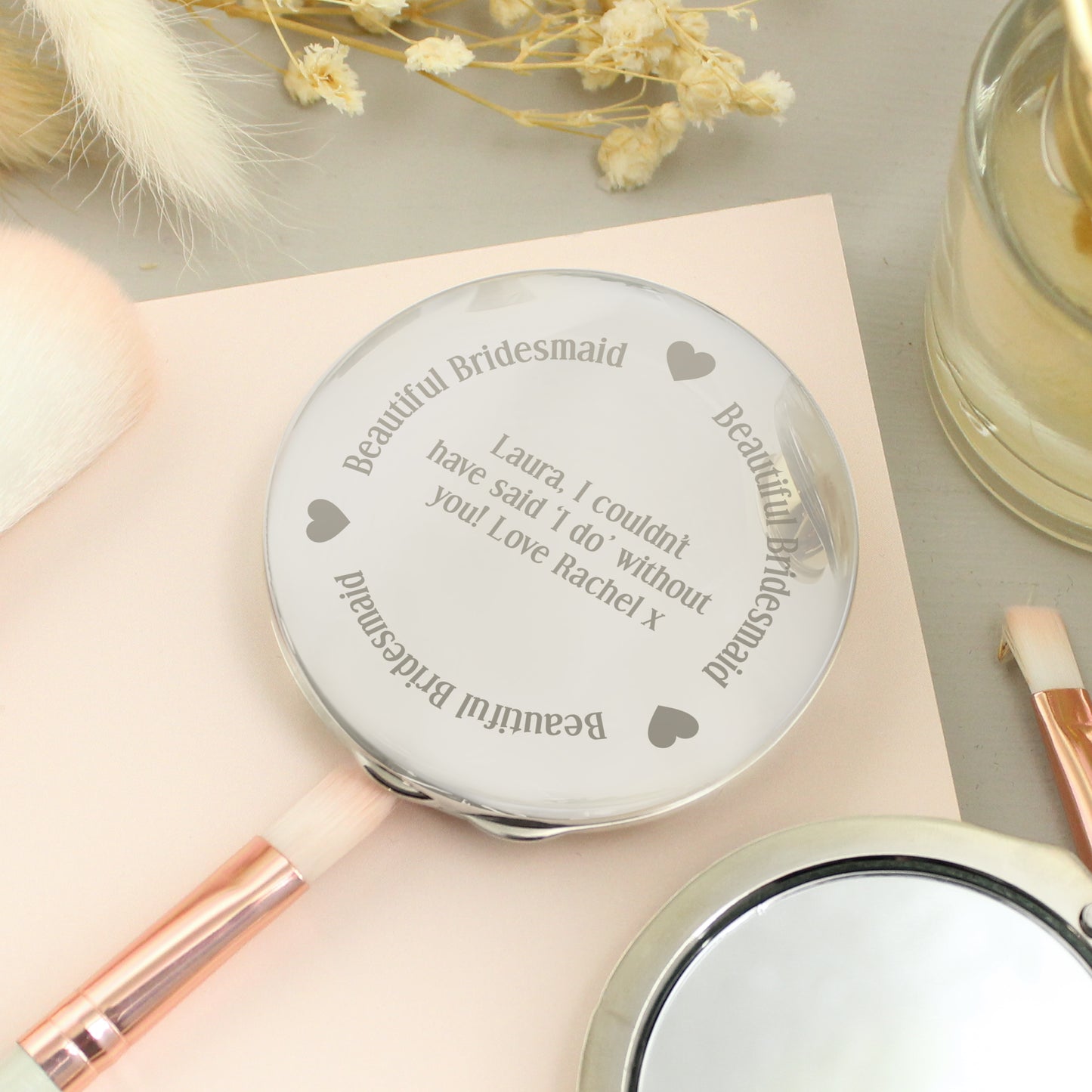 Personalised Beautiful Bridesmaid Compact Mirror