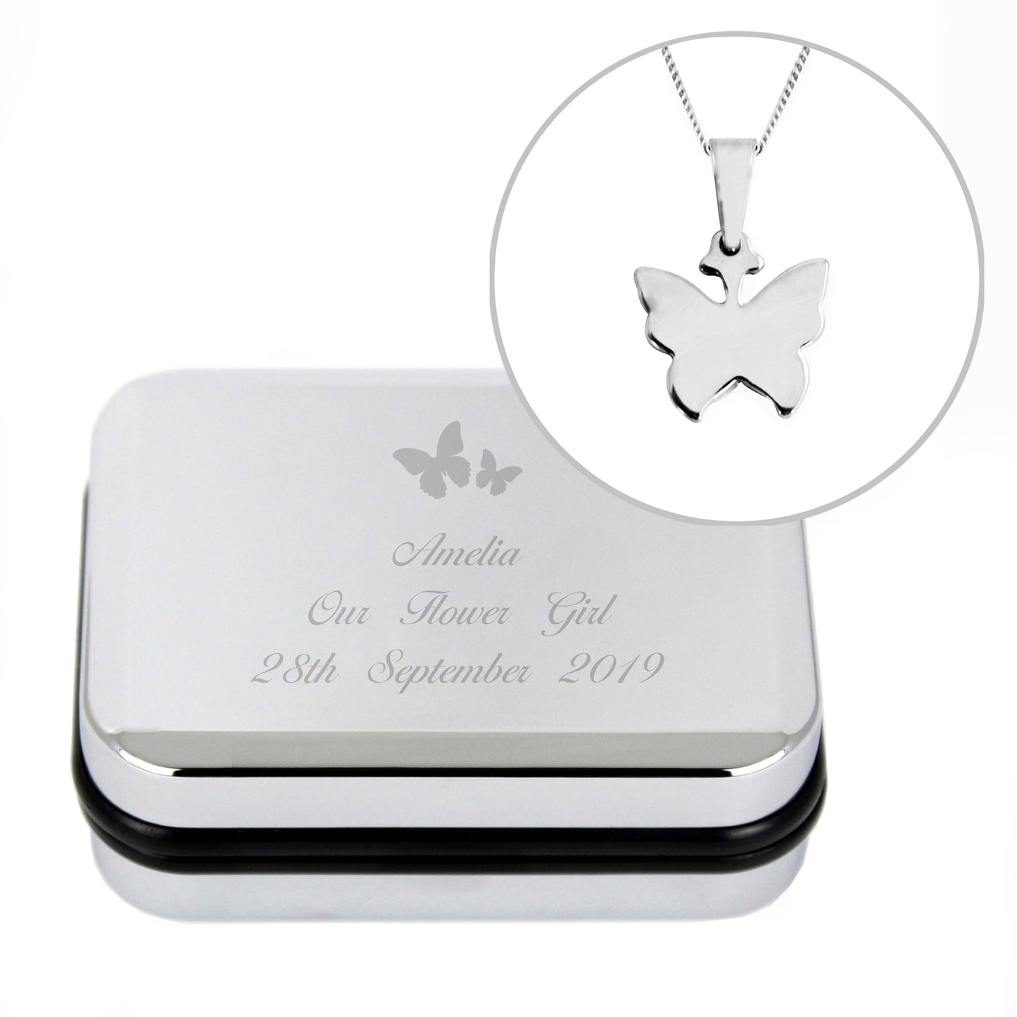 Personalised Butterfly Box and Butterfly Necklace