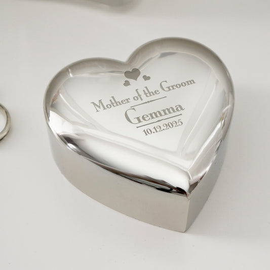 Personalised Decorative Wedding Mother of the Groom Heart Trinket Box