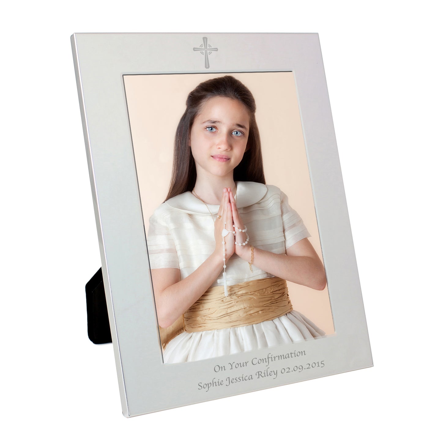 Personalised Silver 5x7 Cross Photo Frame