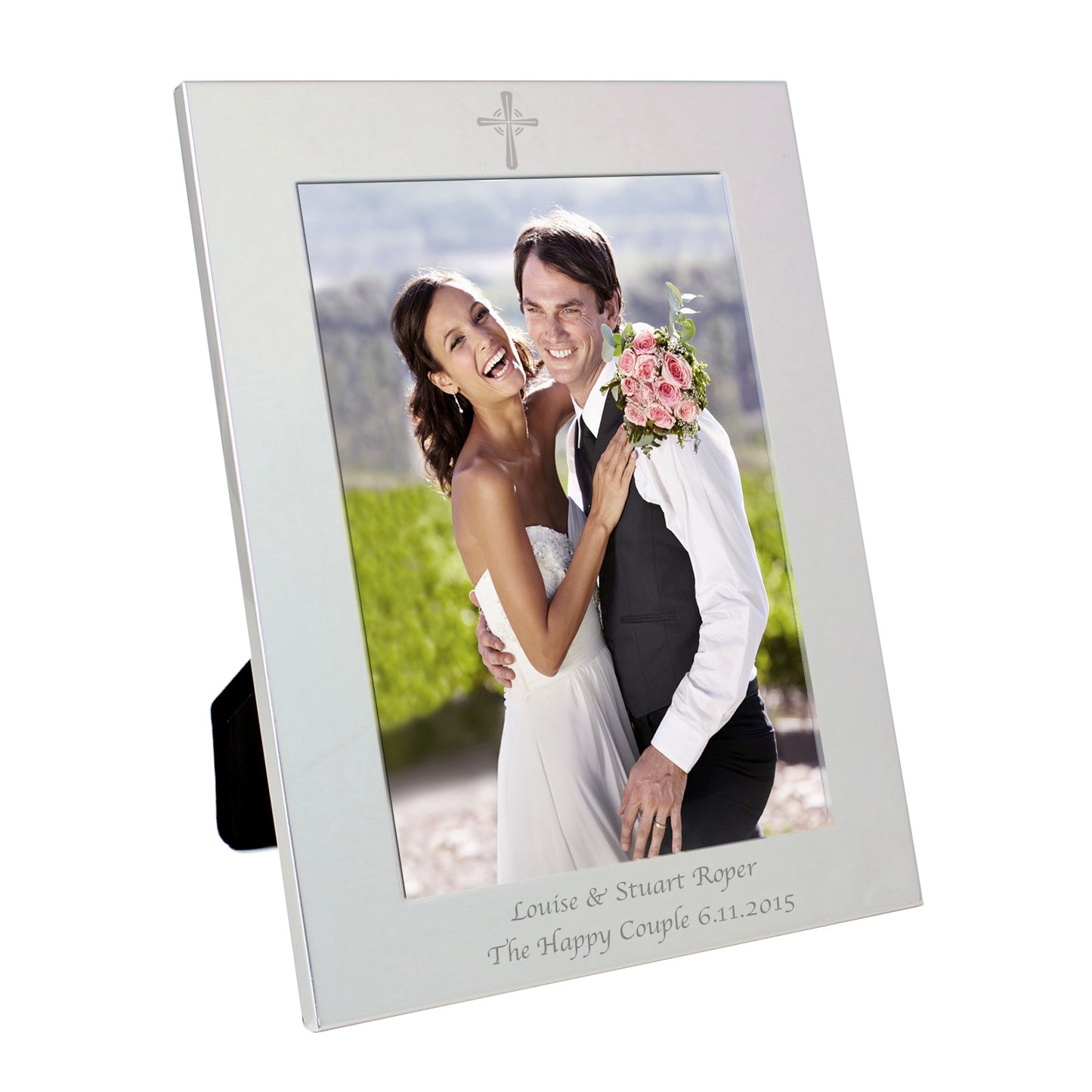 Personalised Silver 5x7 Cross Photo Frame