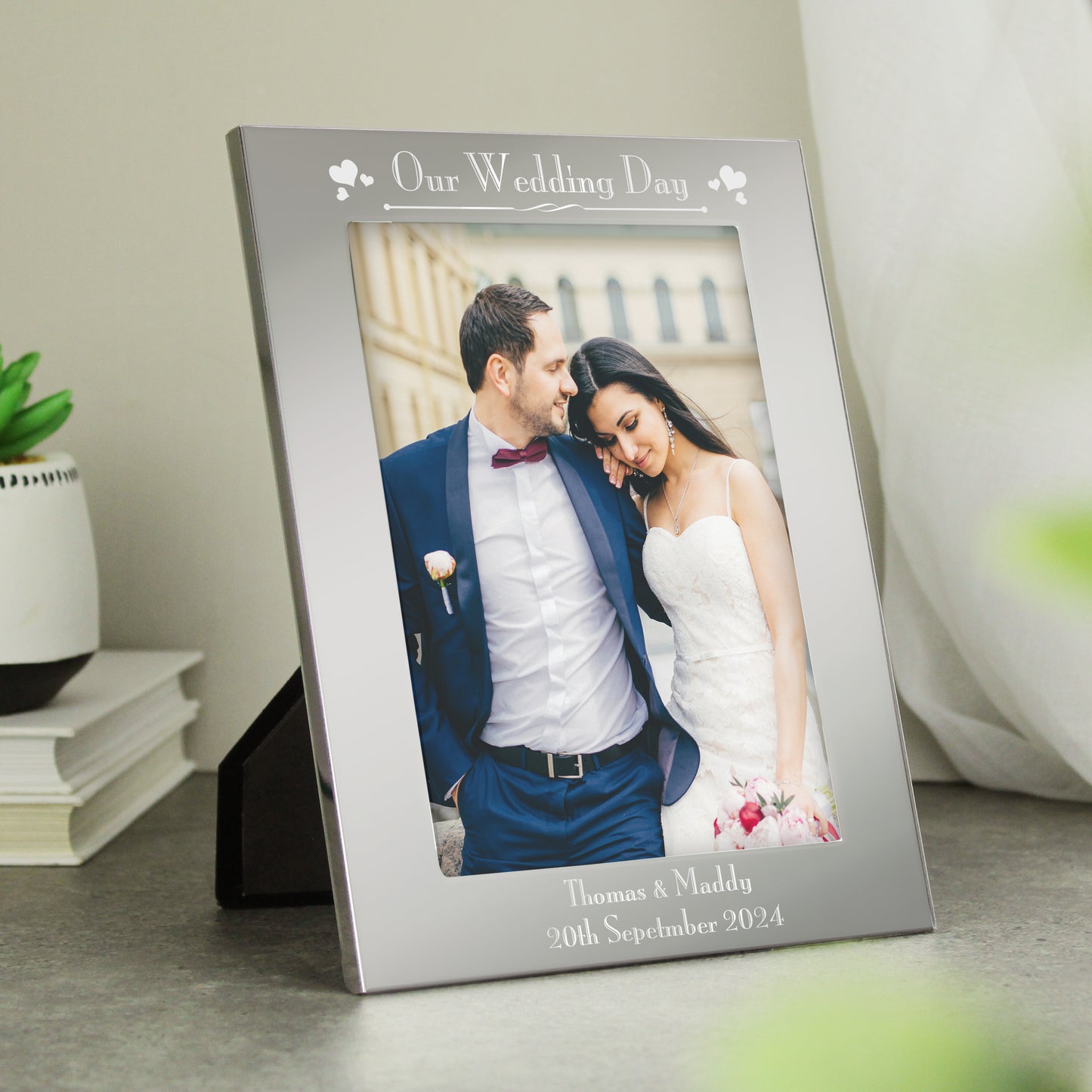 Personalised Silver 5x7 Decorative Our Wedding Day Photo Frame