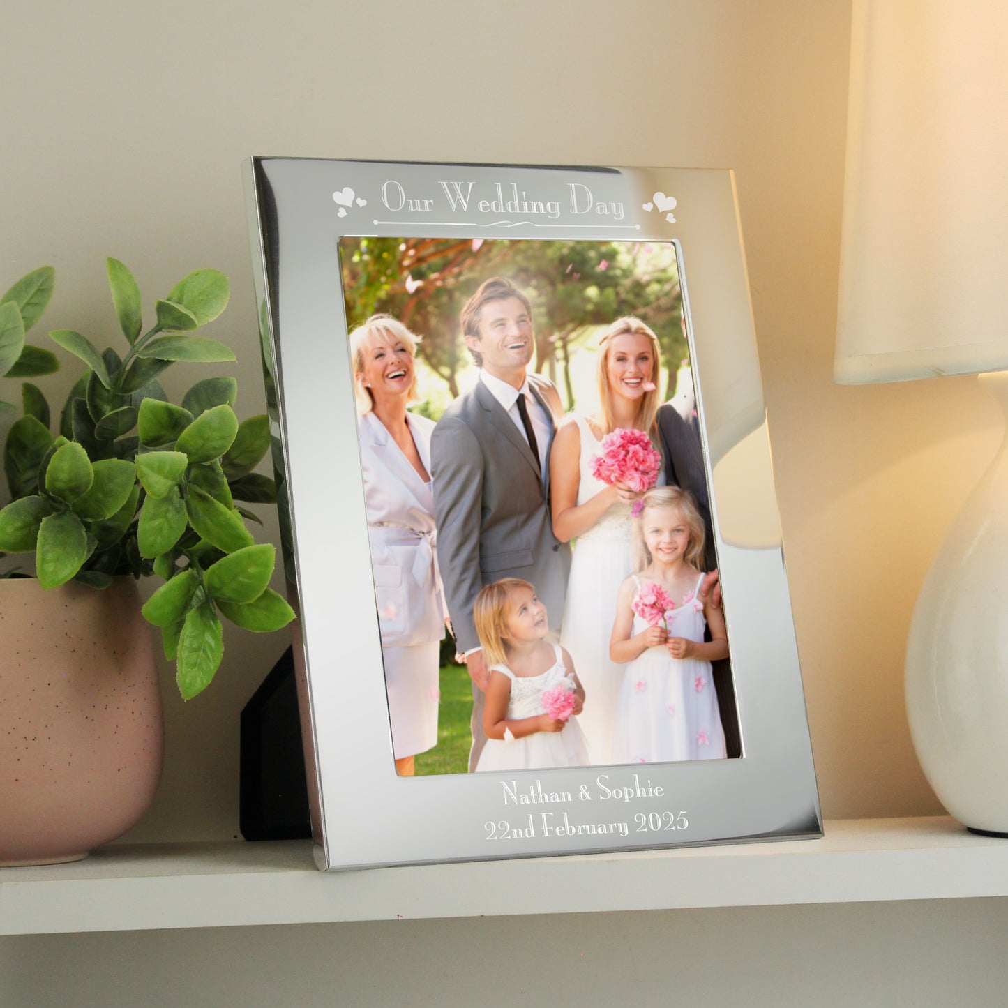 Personalised Silver 5x7 Decorative Our Wedding Day Photo Frame