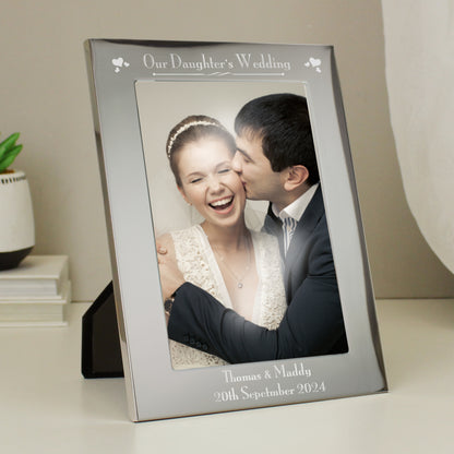 Personalised Silver 5x7 Decorative Our Daughters Wedding Photo Frame