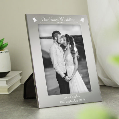 Personalised Silver 5x7 Decorative Our Sons Wedding Photo Frame