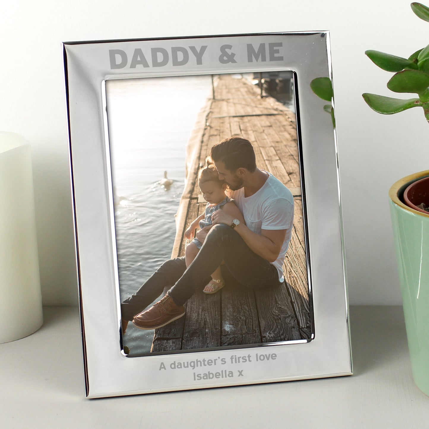 Personalised Silver 5x7 Daddy & Me Photo Frame