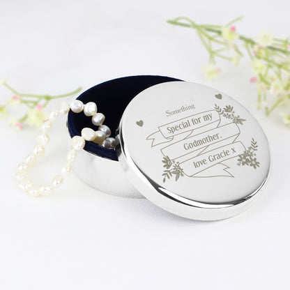 Personalised Garden Bloom Round Trinket Box