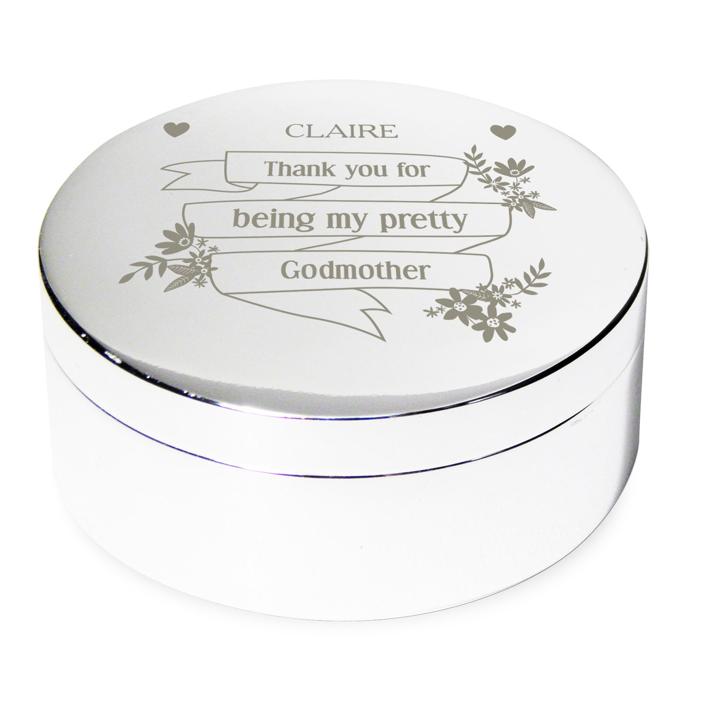 Personalised Garden Bloom Round Trinket Box