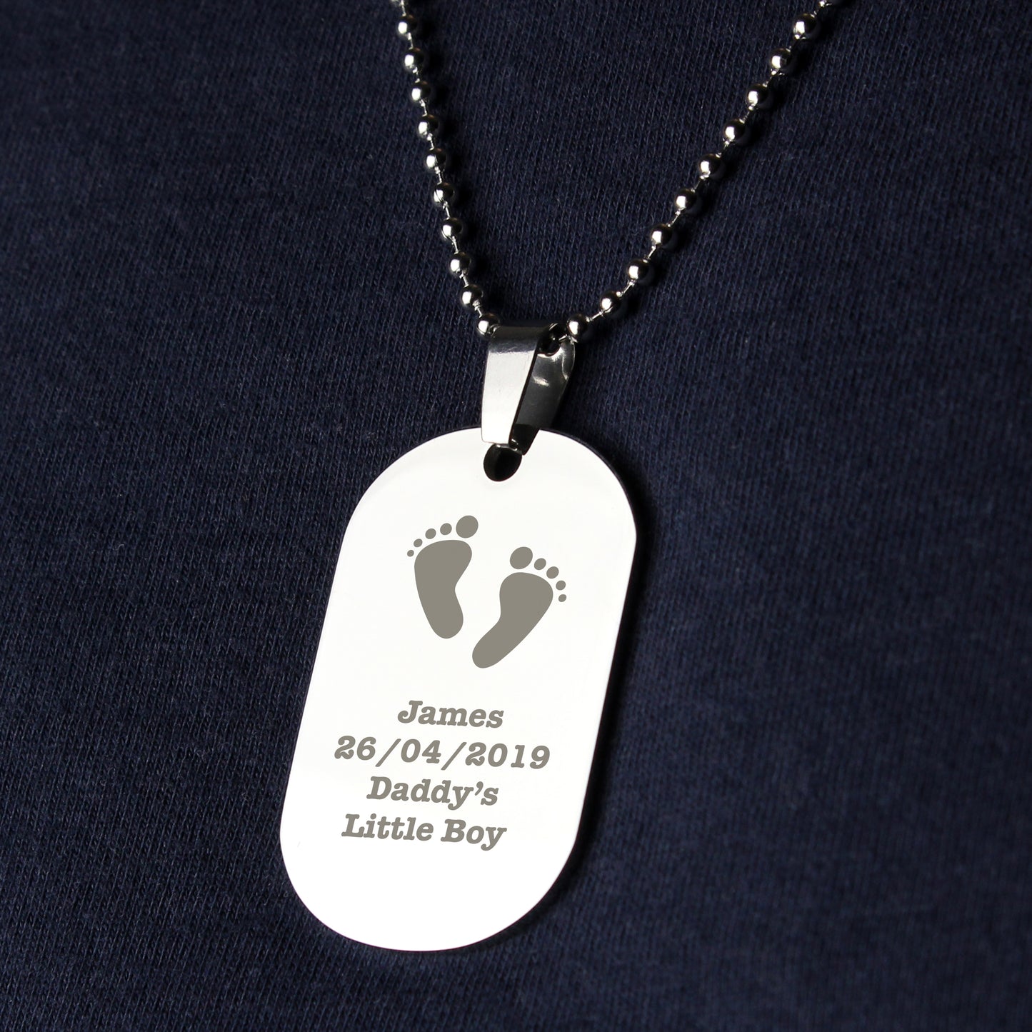 Personalised Footprints Stainless Steel Dog Tag Necklace