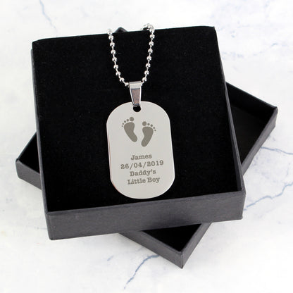 Personalised Footprints Stainless Steel Dog Tag Necklace