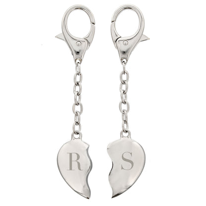 Personalised Initials Two Hearts Keyring