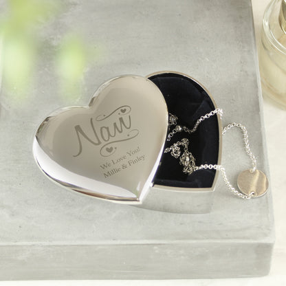 Personalised Nan Swirls & Hearts Trinket Box