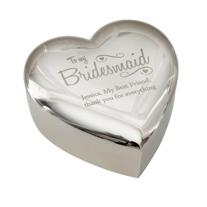 Personalised Bridesmaid Swirls & Hearts Trinket Box