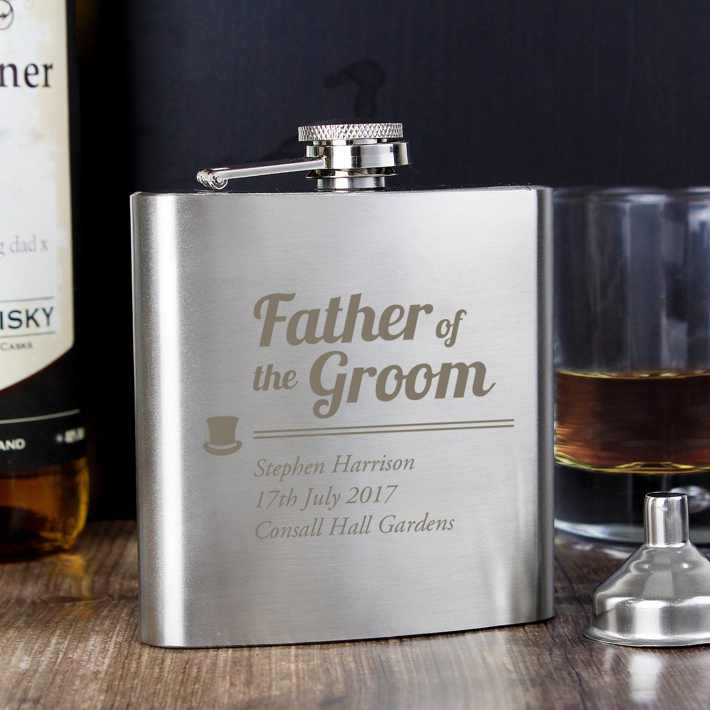 Personalised Father of the Groom Hip Flask