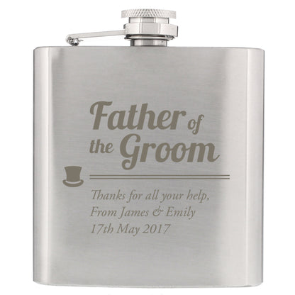 Personalised Father of the Groom Hip Flask