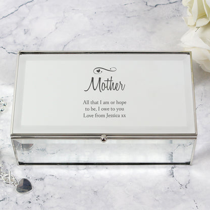 Personalised Swirls & Hearts Mirrored Jewellery Box