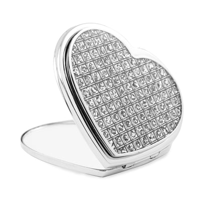 Personalised Swirls & Hearts Diamante Heart Compact Mirror