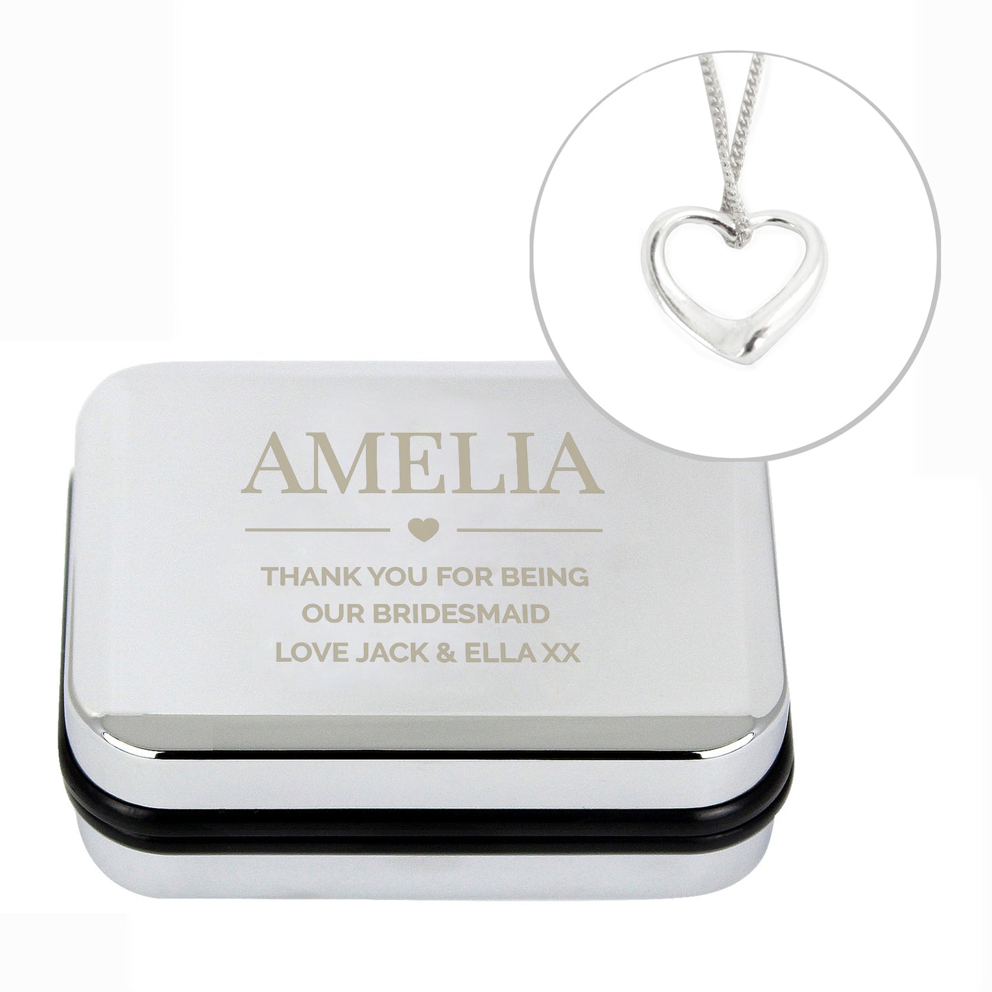 Personalised Box and Heart Necklace