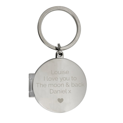 Personalised Heart Motif Round Photo Keyring