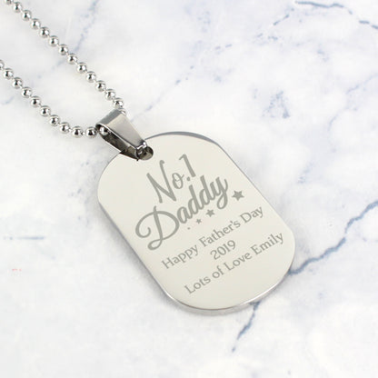 Personalised No.1 Daddy Stainless Steel Dog Tag Necklace