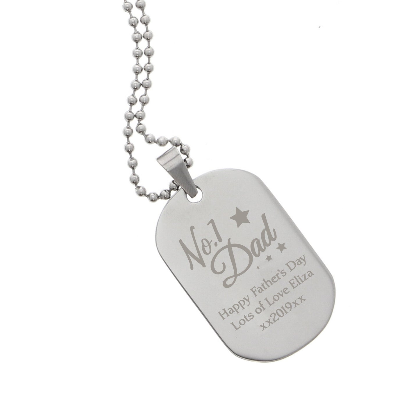 Personalised No.1 Dad Stainless Steel Dog Tag Necklace