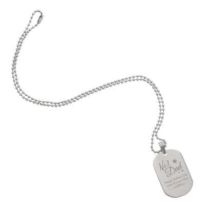 Personalised No.1 Dad Stainless Steel Dog Tag Necklace