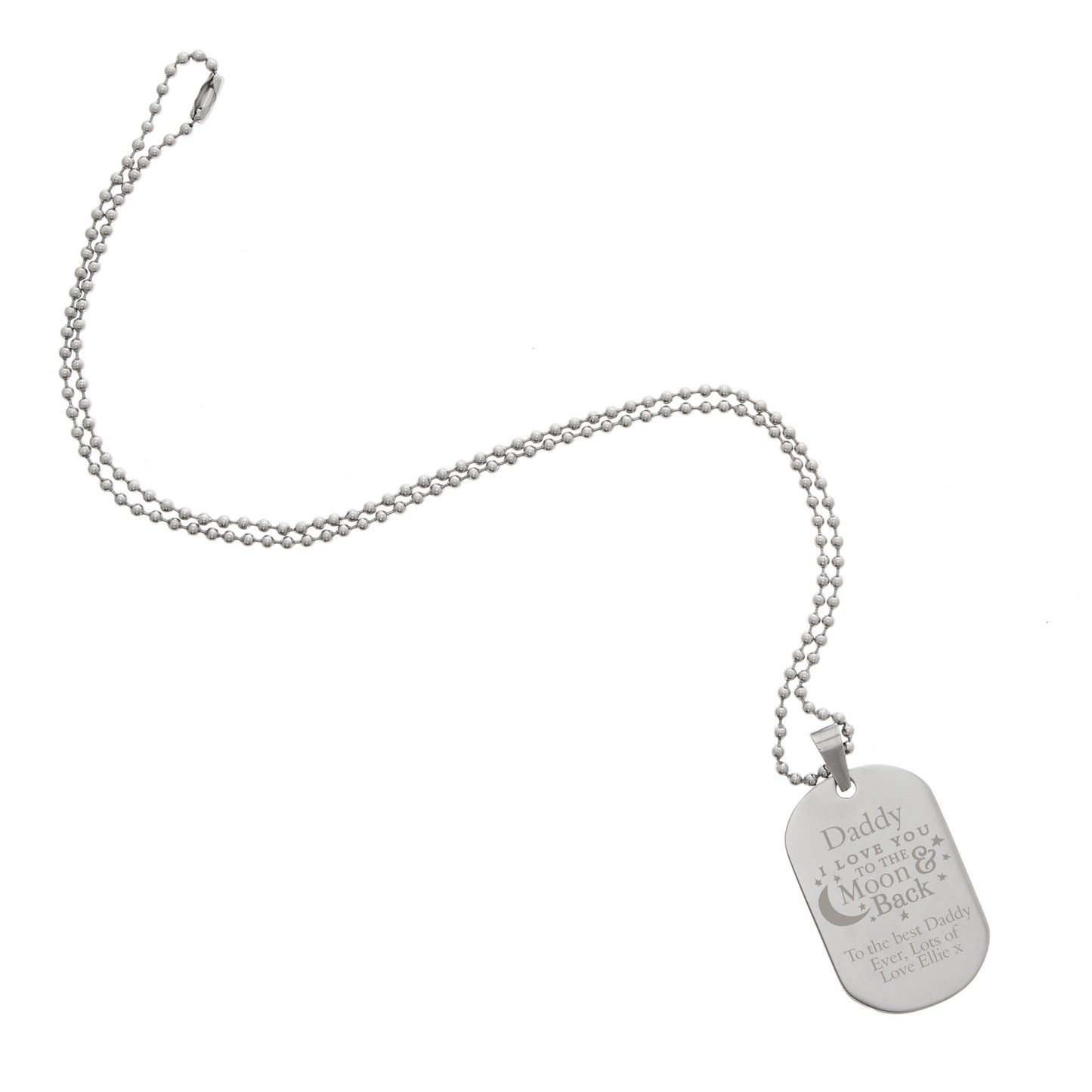 Personalised 'To The Moon & Back...' Stainless Steel Dog Tag Necklace