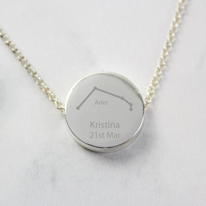 Personalised Aries Zodiac Star Sign Silver Tone Necklace (March 21st-April 19th)