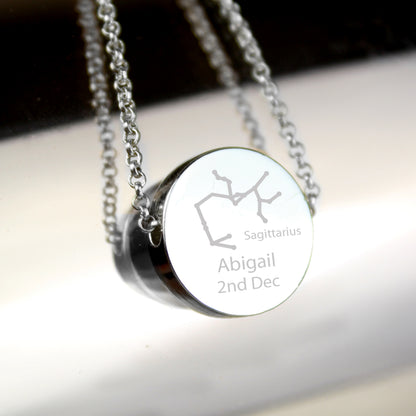 Personalised Sagittarius Zodiac Star Sign Silver Tone Necklace (November 22nd - December 21st)