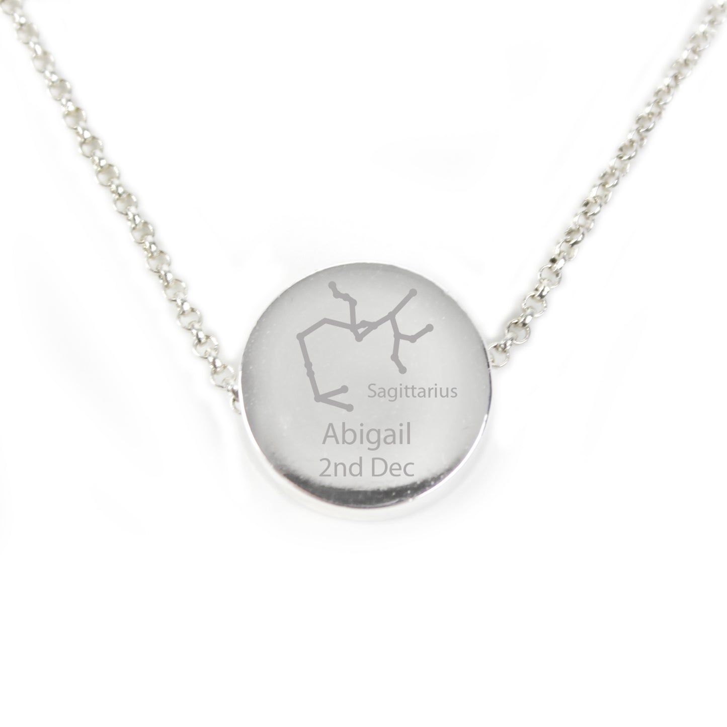 Personalised Sagittarius Zodiac Star Sign Silver Tone Necklace (November 22nd - December 21st)