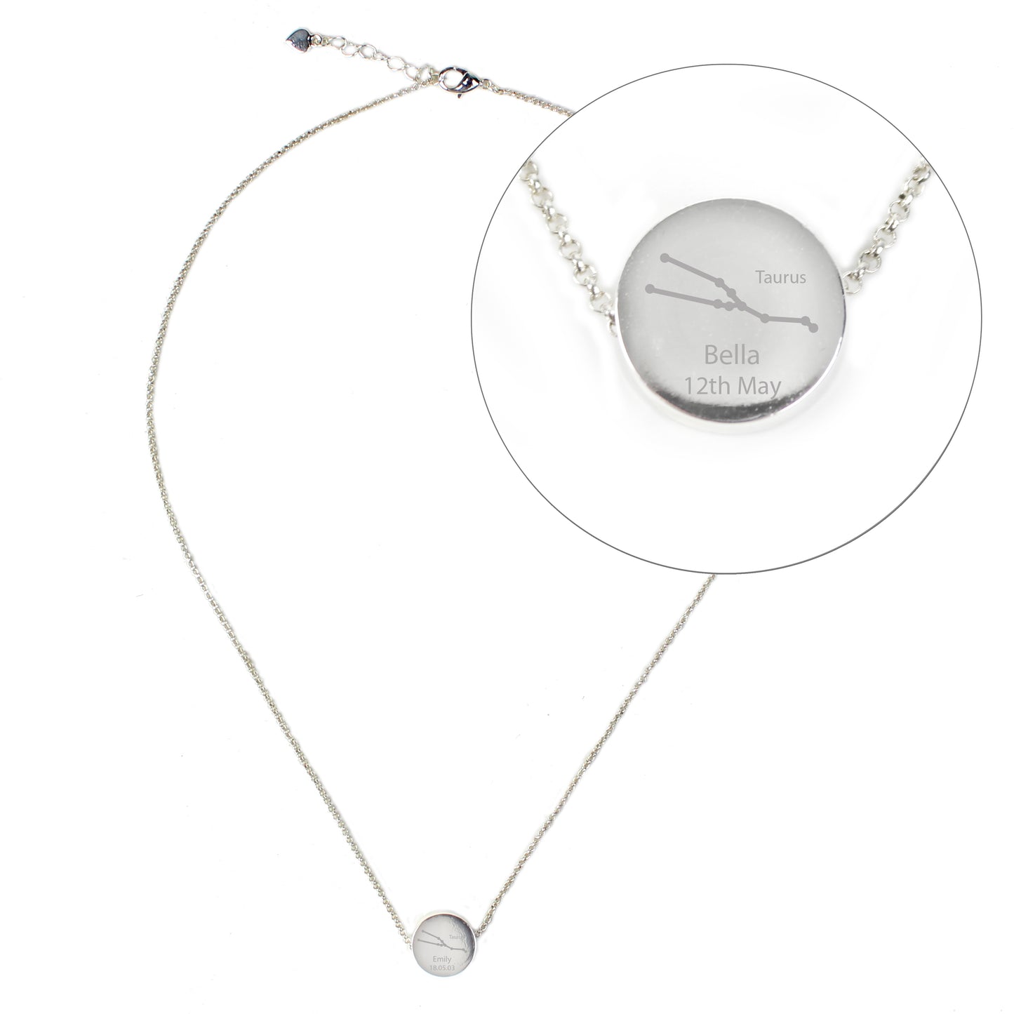 Personalised Taurus Zodiac Star Sign  Silver Tone Necklace (April 20th - May 20th)