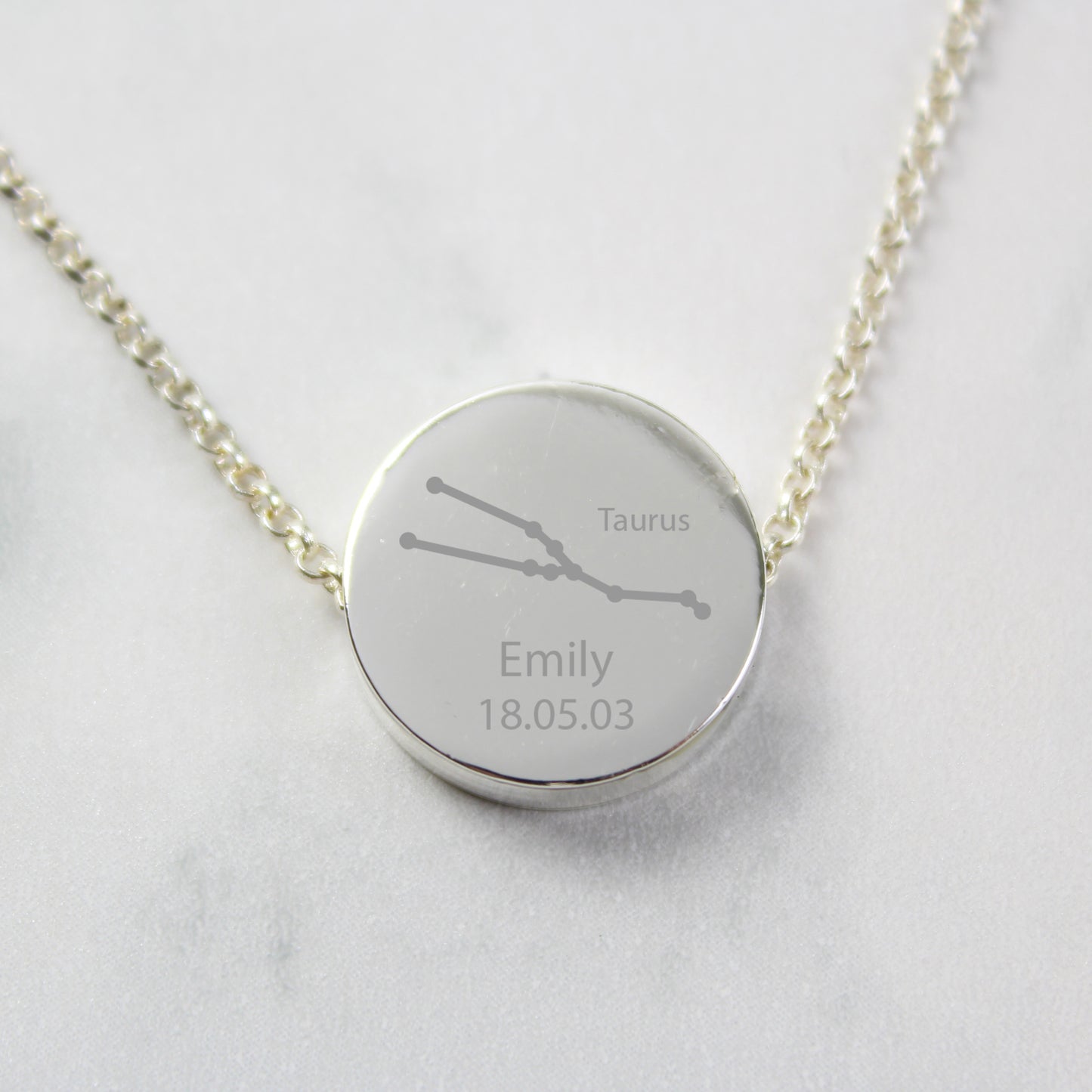 Personalised Taurus Zodiac Star Sign  Silver Tone Necklace (April 20th - May 20th)