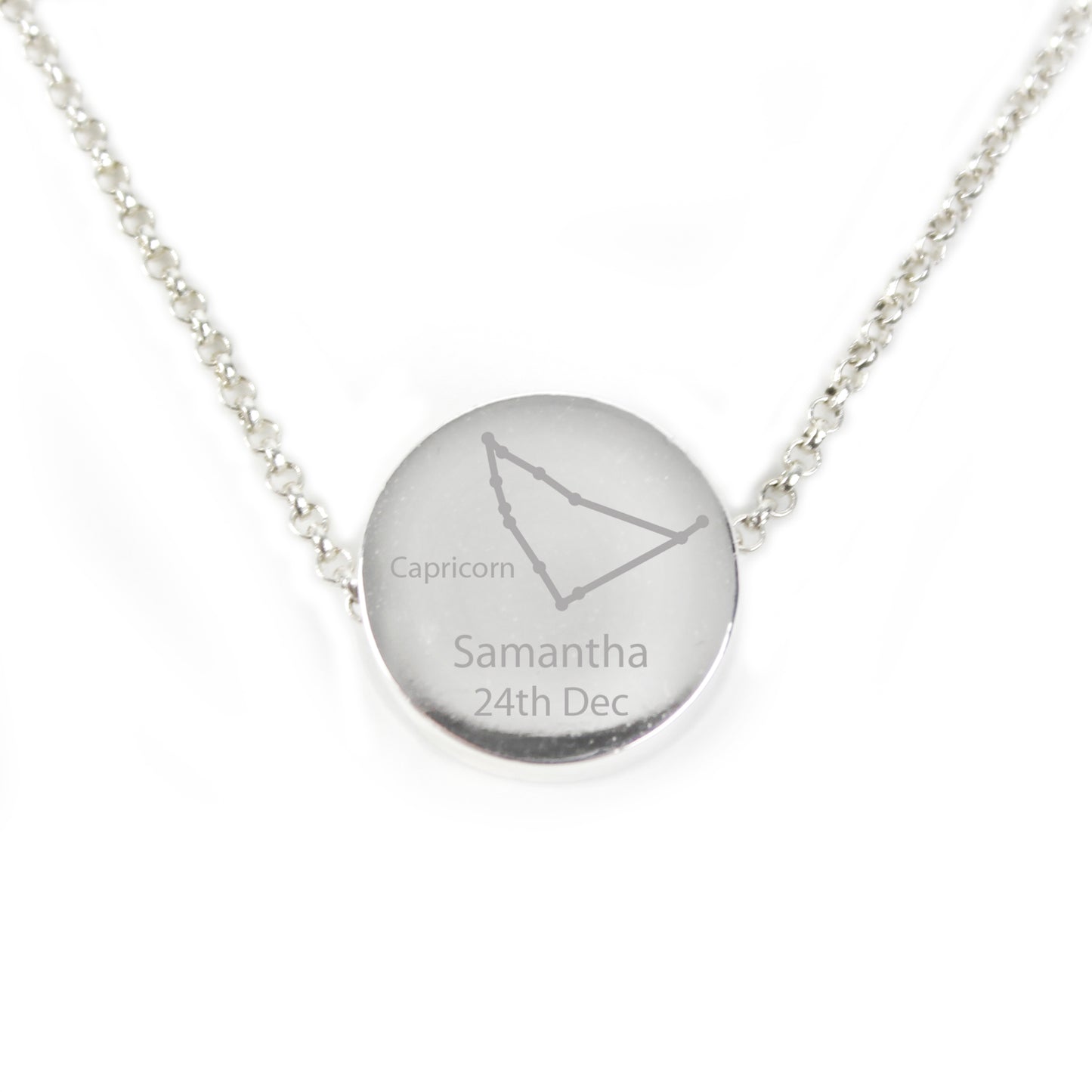 Personalised Capricorn Zodiac Star Sign Silver Tone Necklace (December 22nd - 19th January)