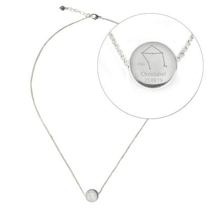 Personalised Libra Zodiac Star Sign Silver Tone Necklace (September 23rd - October 22nd)