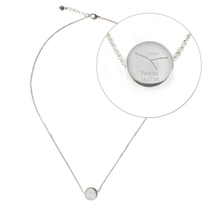 Personalised Cancer Zodiac Star Sign Silver Tone Necklace (21st June - 22nd July)