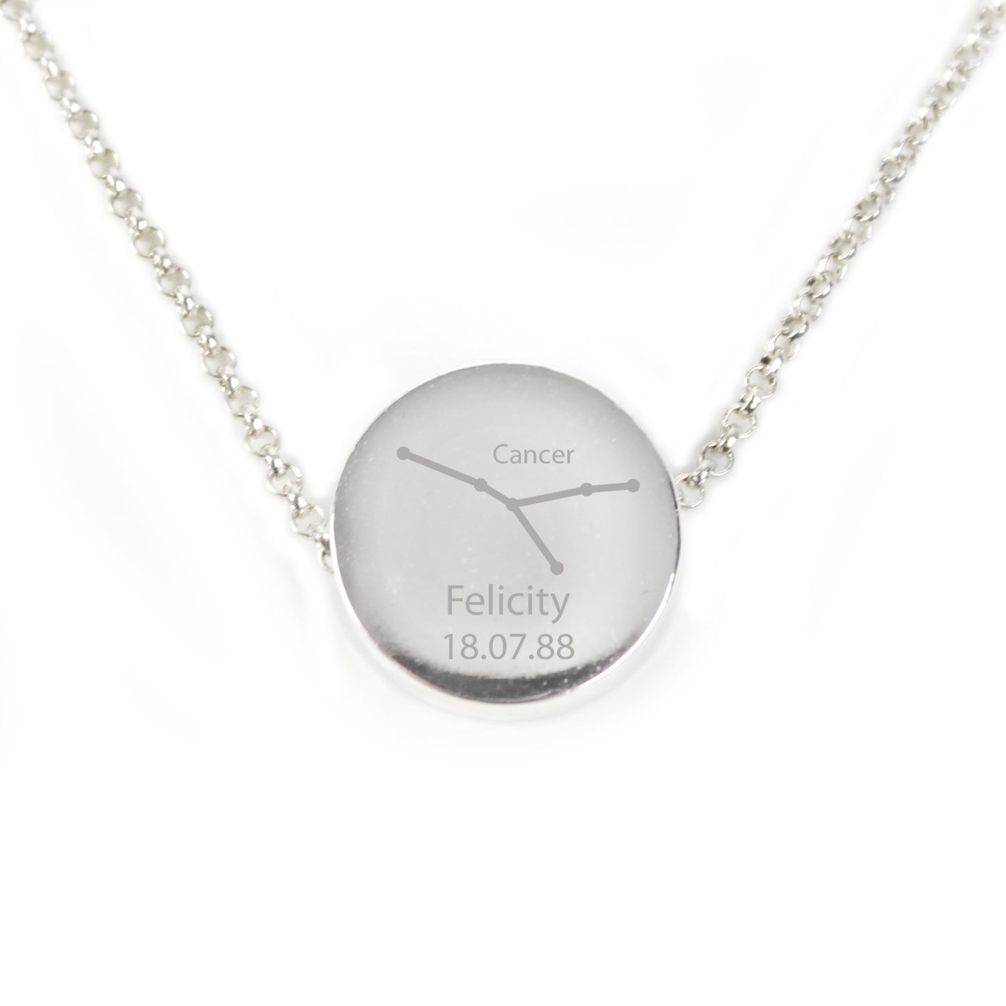 Personalised Cancer Zodiac Star Sign Silver Tone Necklace (21st June - 22nd July)