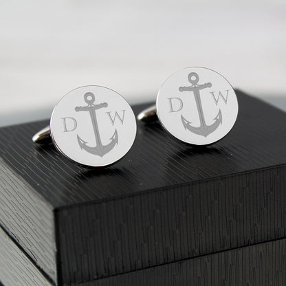 Personalised Anchor Round Cufflinks