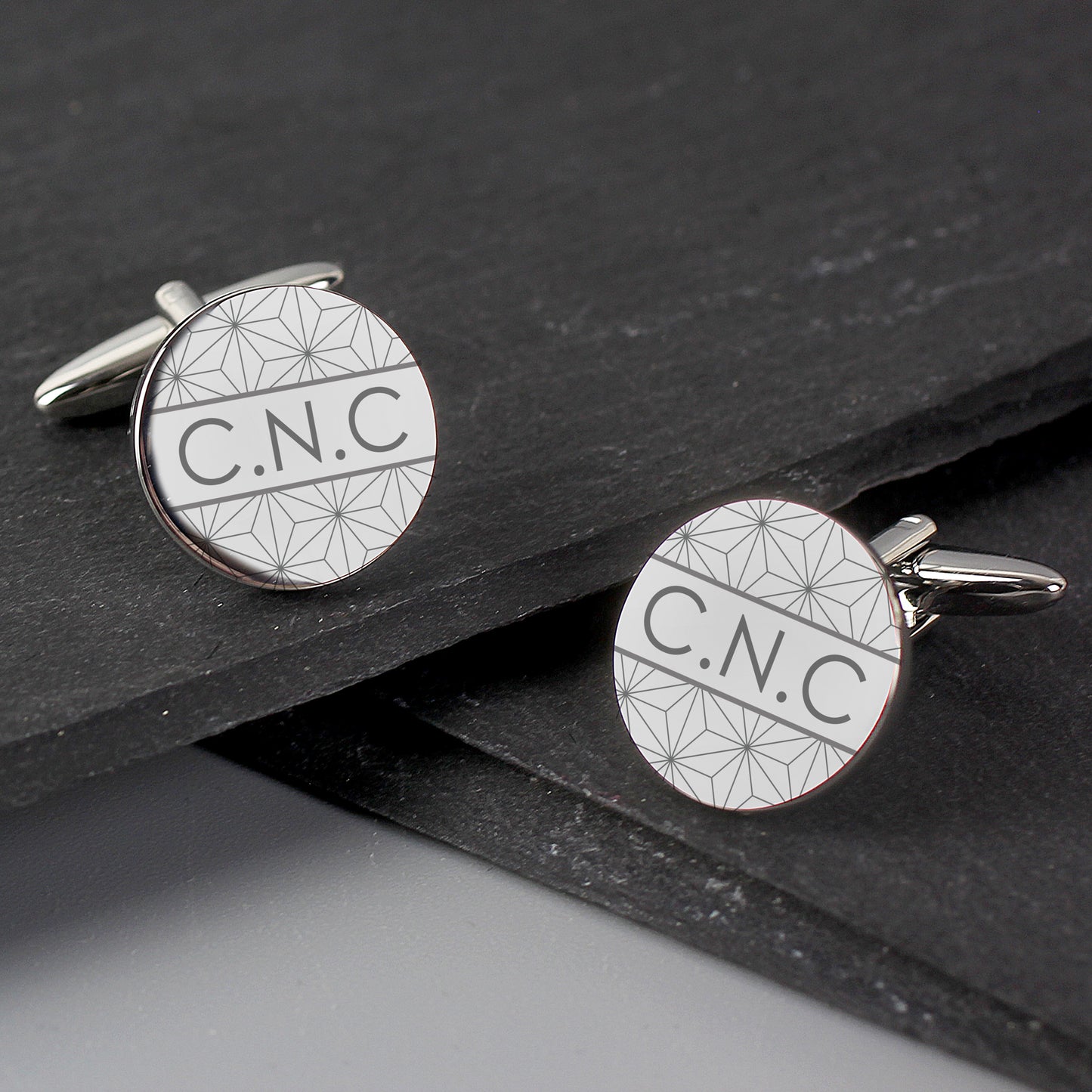 Personalised Geometric Round Cufflinks