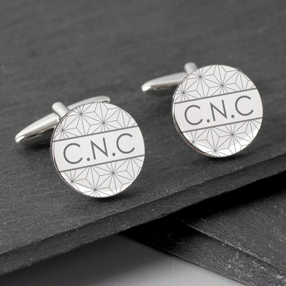 Personalised Geometric Round Cufflinks