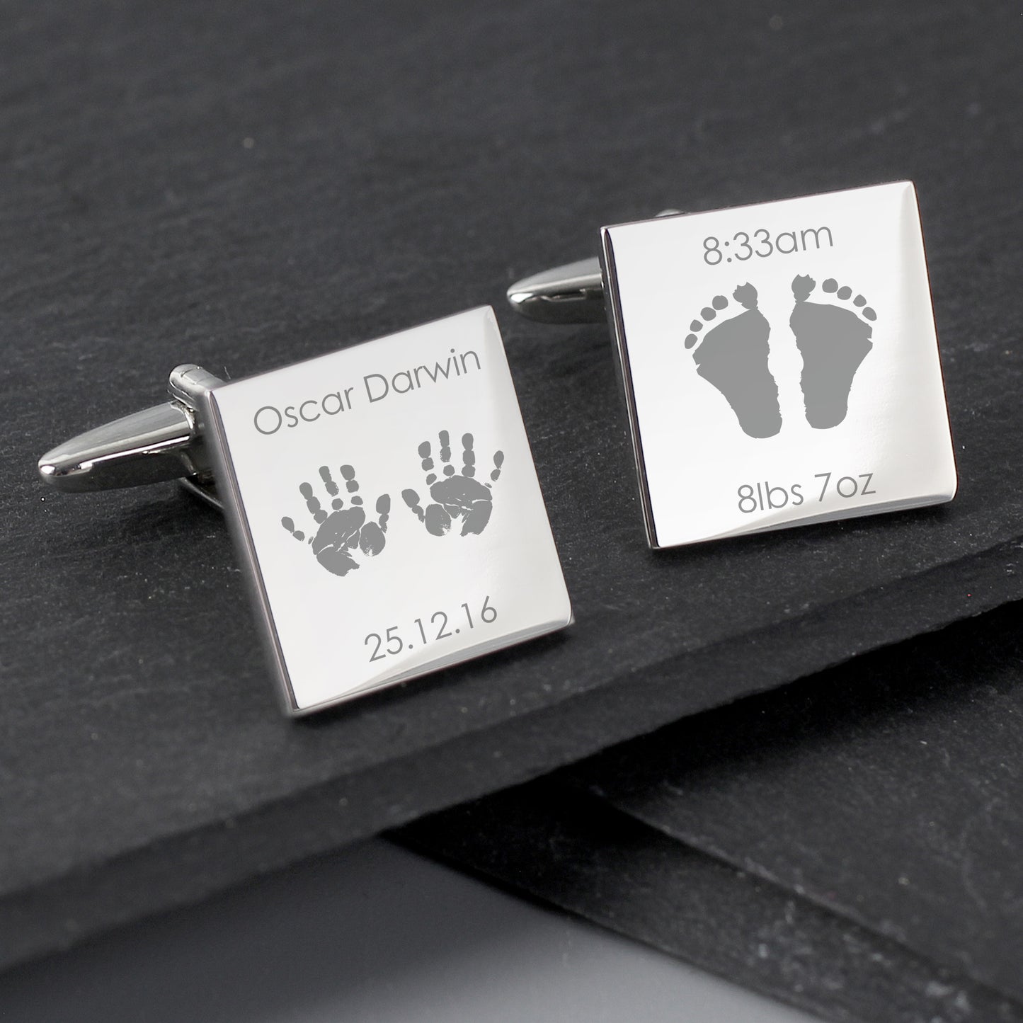 Personalised Hands and Feet New Baby Square Cufflinks