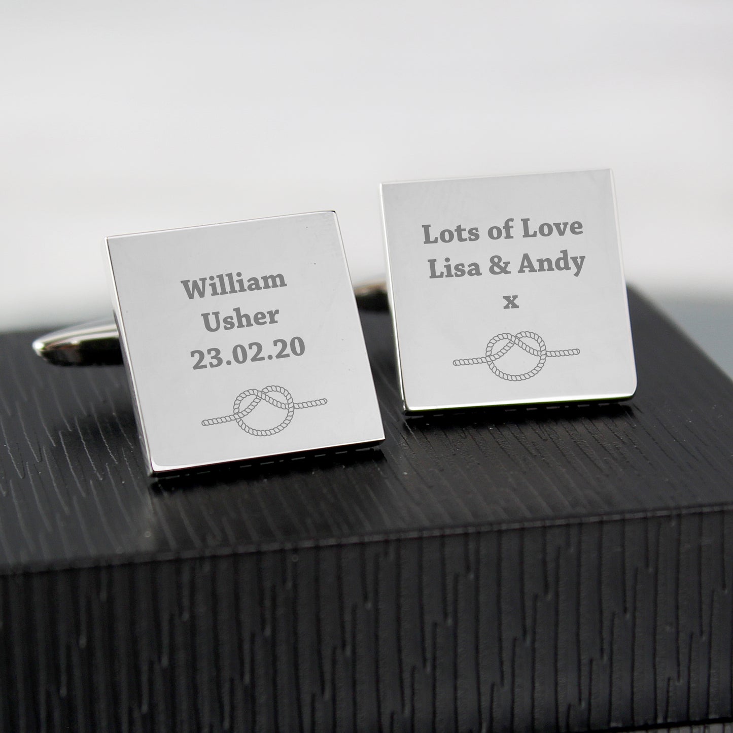 Personalised Tie the Knot Square Cufflinks