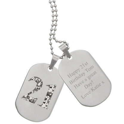 Personalised Camouflage Age Stainless Steel Double Dog Tag Necklace