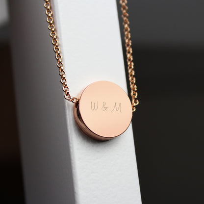 Personalised Any Name Rose Gold Tone Disc Necklace