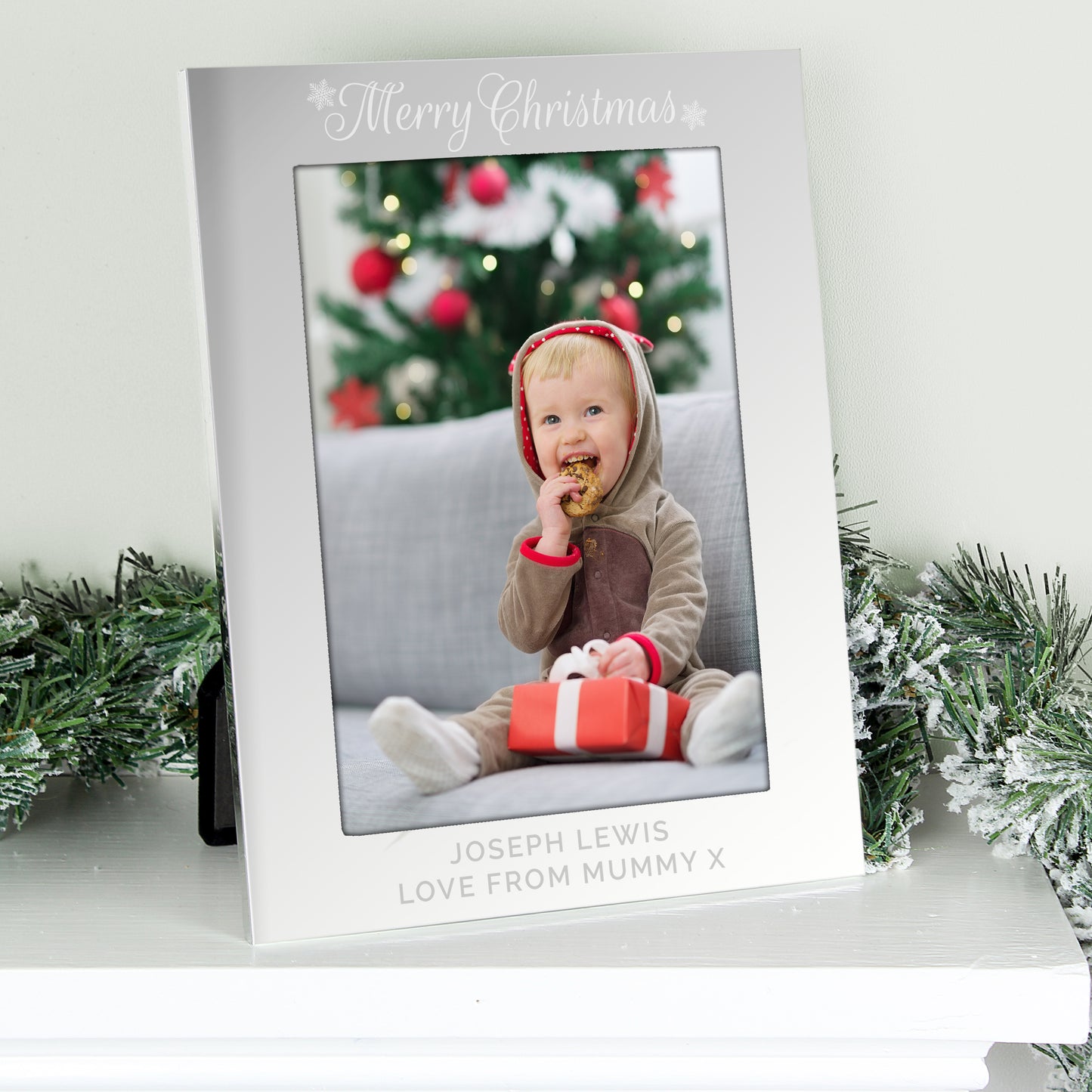 Personalised Silver 5x7 Merry Christmas Photo Frame