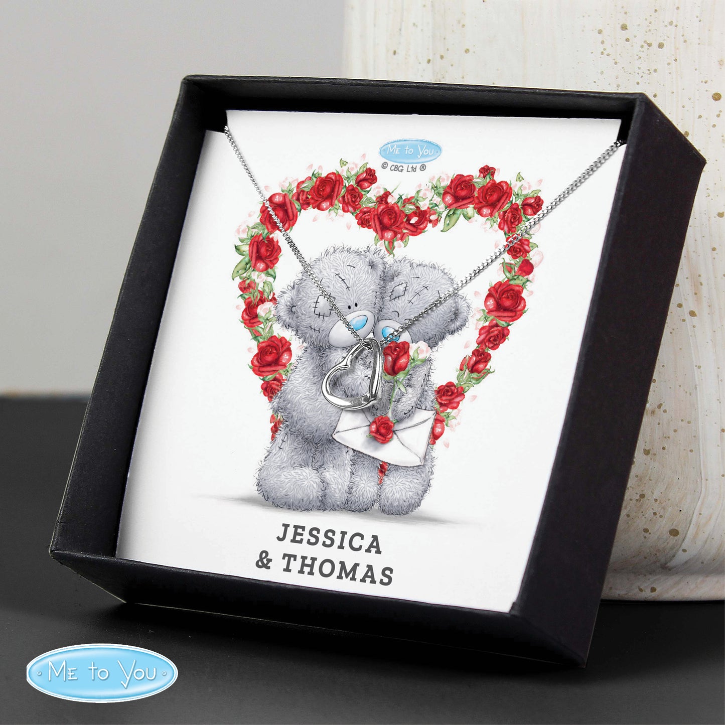 Personalised Me to You Roses Heart Necklace and Box