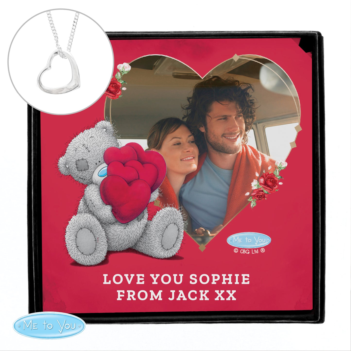 Personalised Me To You Photo Upload Heart Necklace and Box