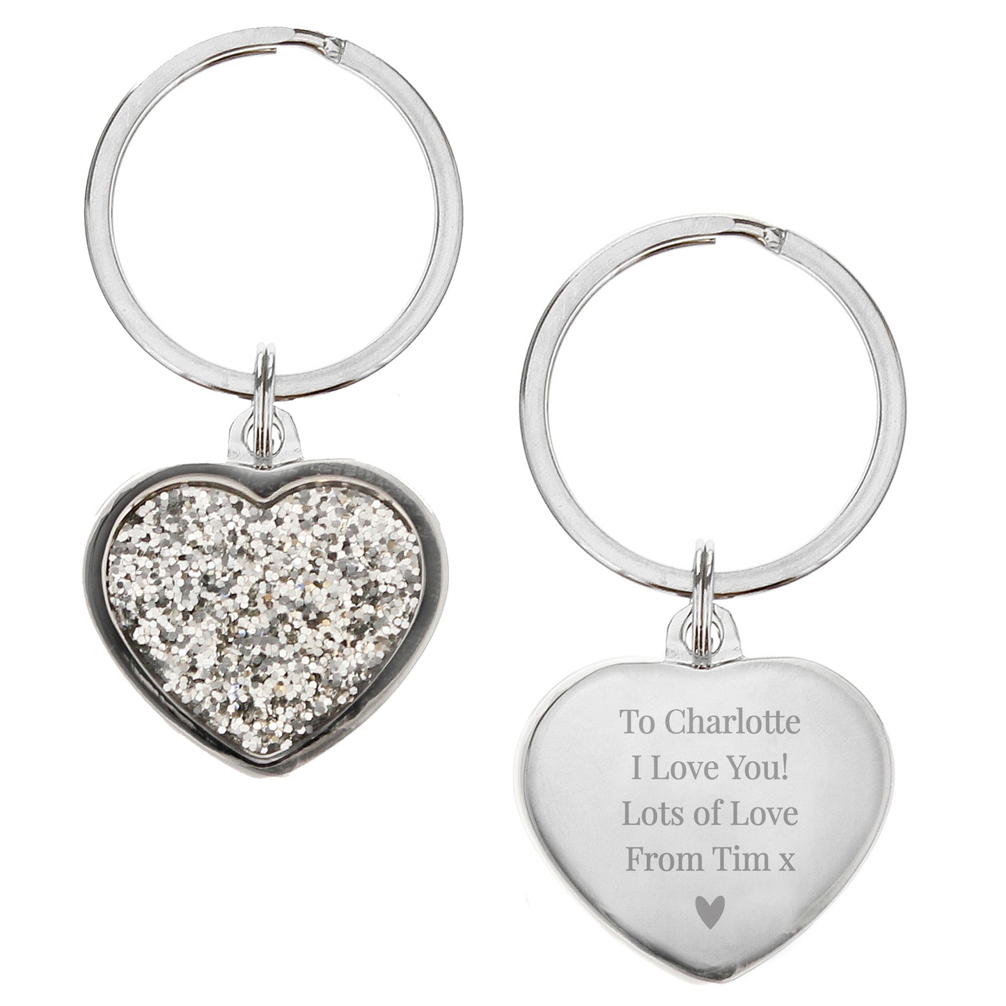 Personalised Diamante Heart Keyring