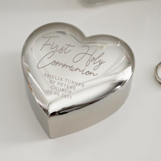 Personalised First Holy Communion Heart Trinket Box