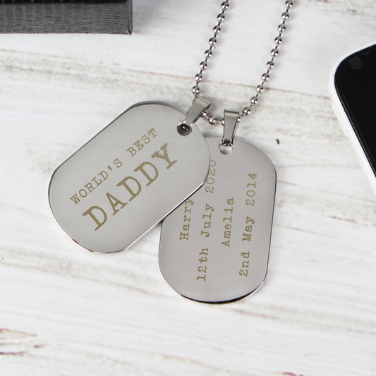 Personalised Free Text Steel Double Dog Tag Necklace