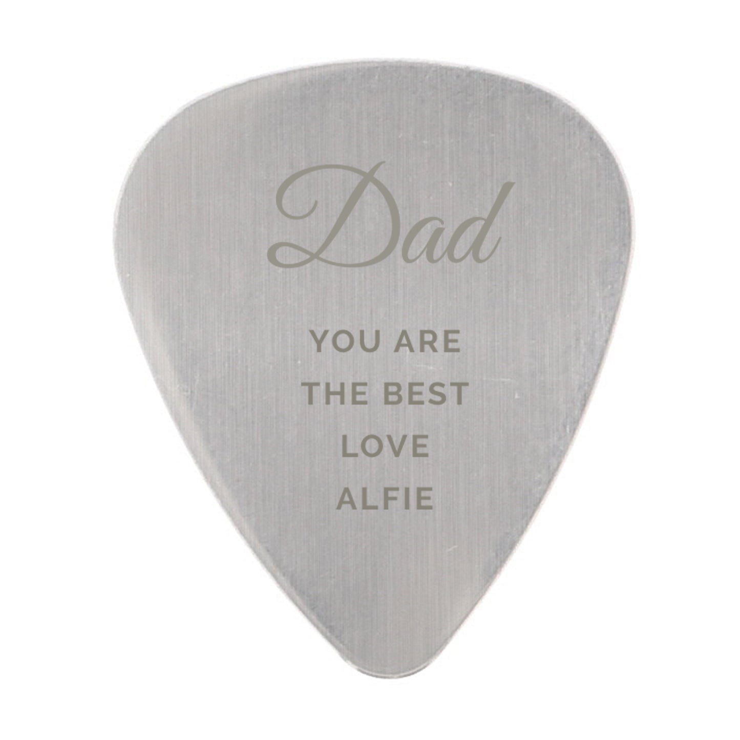 Personalised Free Text Big Name Silver Plectrum